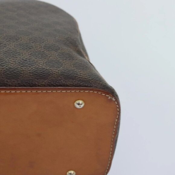CELINE Macadam Canvas Hand Bag PVC Leather Brown Gold Auth ep5852 - Picture 3 of 16